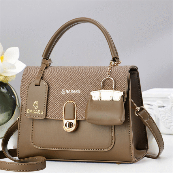 Luxury Dark Khaki Handbag with Mini Charm Dummy Purse BB1003
