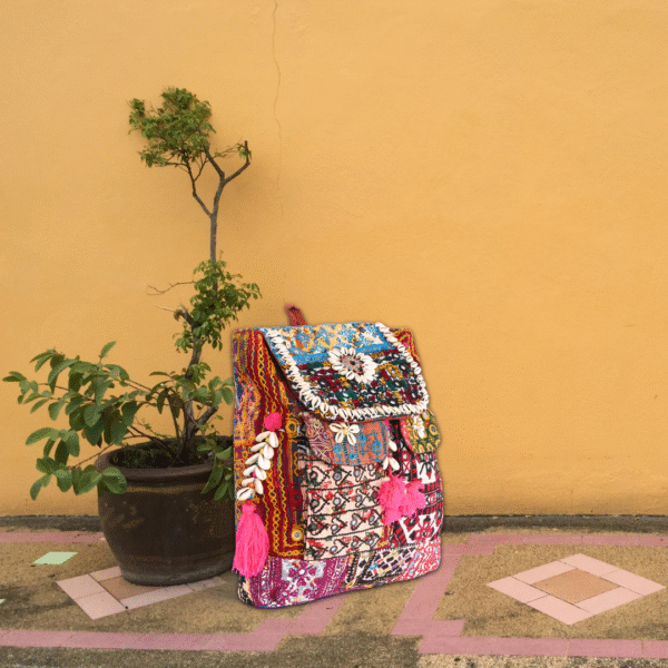 Large Handcrafted Bohemian Embroidered Backpack for Women BH1001